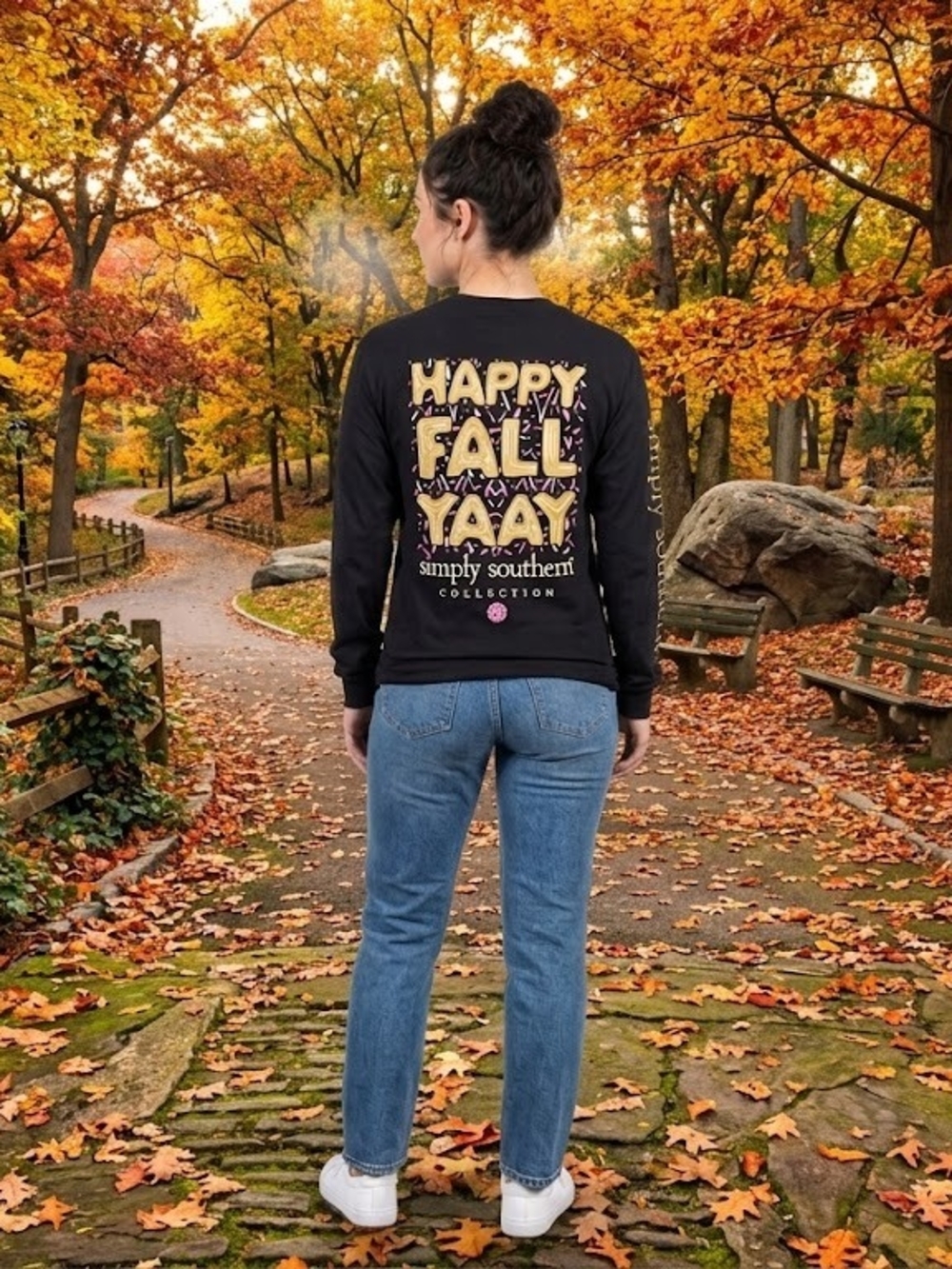 Simply Southern "Happy Fall Yaay" Black Graphic Sweatshirt